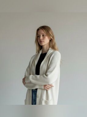 Vince Cream mother of pearl button Knit Cardigan Sweater shabby chic old money